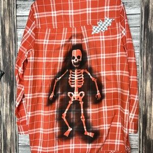 UpCycled Recycled Reworked Grunge Halloween Skeleton Quilt Bat Flannel Gypsy